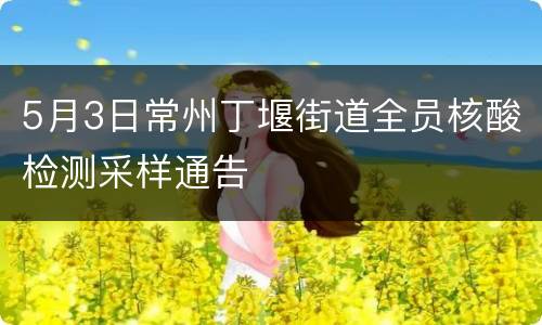 5月3日常州丁堰街道全员核酸检测采样通告