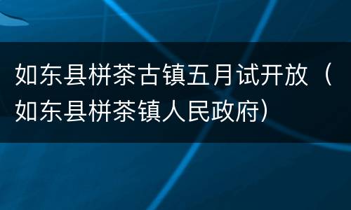 如东县栟茶古镇五月试开放（如东县栟茶镇人民政府）