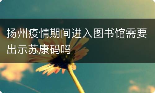 扬州疫情期间进入图书馆需要出示苏康码吗