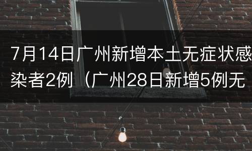 7月14日广州新增本土无症状感染者2例（广州28日新增5例无症状感染者,详情公布）