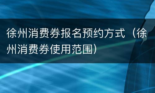 徐州消费券报名预约方式（徐州消费券使用范围）
