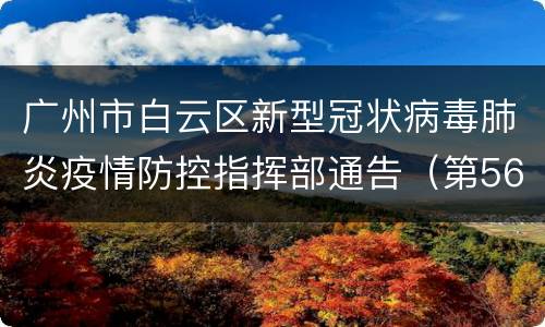 广州市白云区新型冠状病毒肺炎疫情防控指挥部通告（第56号）