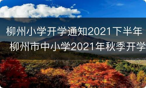 柳州小学开学通知2021下半年 柳州市中小学2021年秋季开学时间