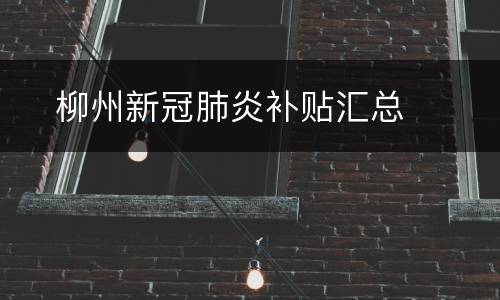 ​柳州新冠肺炎补贴汇总