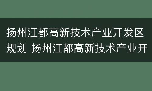 扬州江都高新技术产业开发区规划 扬州江都高新技术产业开发区规划图