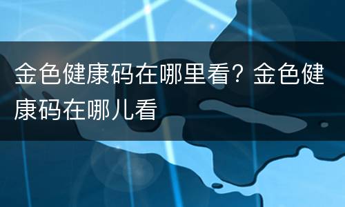 金色健康码在哪里看? 金色健康码在哪儿看