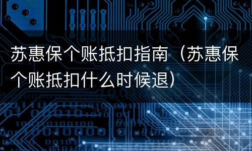 苏惠保个账抵扣指南（苏惠保个账抵扣什么时候退）