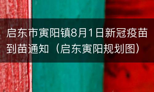 启东市寅阳镇8月1日新冠疫苗到苗通知（启东寅阳规划图）
