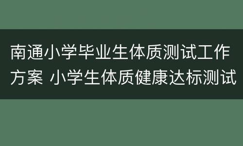 南通小学毕业生体质测试工作方案 小学生体质健康达标测试工作实施方案