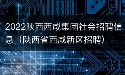 2022陕西西咸集团社会招聘信息（陕西省西咸新区招聘）