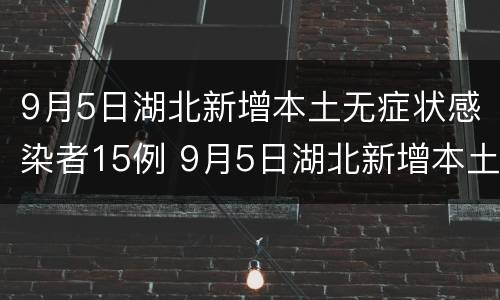 9月5日湖北新增本土无症状感染者15例 9月5日湖北新增本土无症状感染者15例详情