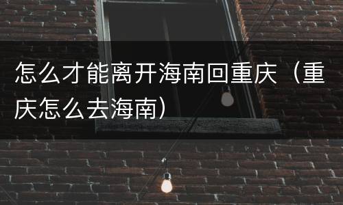 怎么才能离开海南回重庆（重庆怎么去海南）