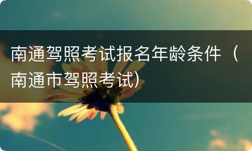 南通驾照考试报名年龄条件（南通市驾照考试）
