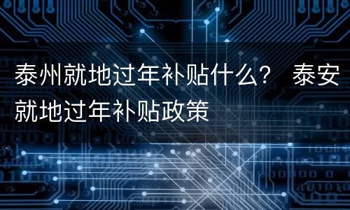 泰州就地过年补贴什么？ 泰安就地过年补贴政策