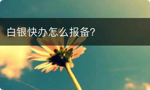 白银快办怎么报备？