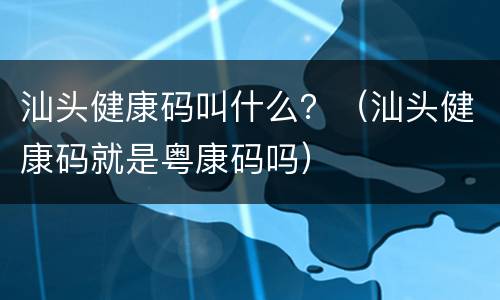 汕头健康码叫什么？（汕头健康码就是粤康码吗）