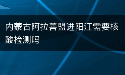 内蒙古阿拉善盟进阳江需要核酸检测吗