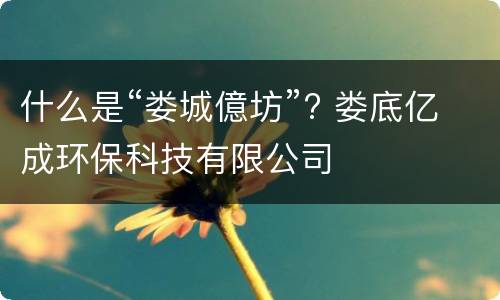 什么是“娄城億坊”? 娄底亿成环保科技有限公司