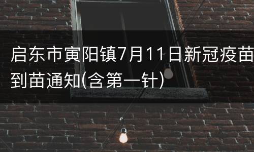 启东市寅阳镇7月11日新冠疫苗到苗通知(含第一针)