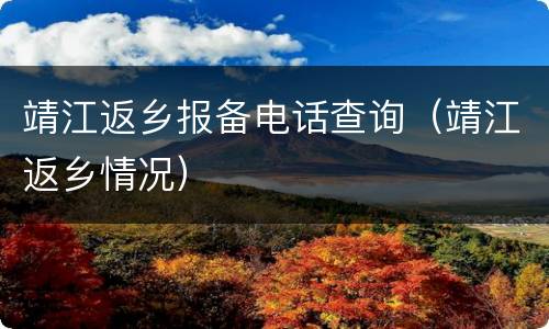 靖江返乡报备电话查询（靖江返乡情况）