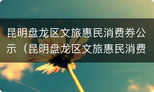 昆明盘龙区文旅惠民消费券公示（昆明盘龙区文旅惠民消费券公示信息）