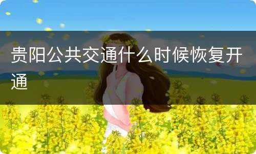 贵阳公共交通什么时候恢复开通