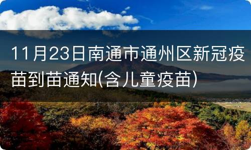 11月23日南通市通州区新冠疫苗到苗通知(含儿童疫苗)