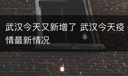 武汉今天又新增了 武汉今天疫情最新情况