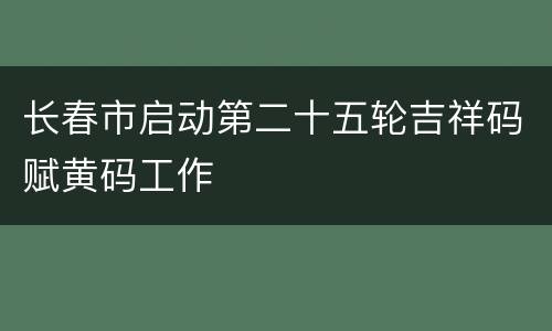 长春市启动第二十五轮吉祥码赋黄码工作