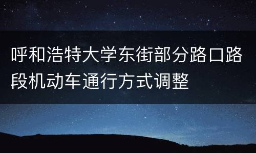 呼和浩特大学东街部分路口路段机动车通行方式调整