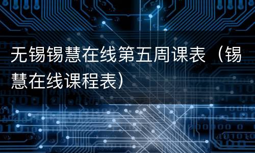 无锡锡慧在线第五周课表（锡慧在线课程表）