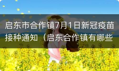 启东市合作镇7月1日新冠疫苗接种通知（启东合作镇有哪些村）