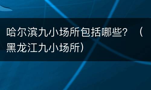哈尔滨九小场所包括哪些？（黑龙江九小场所）