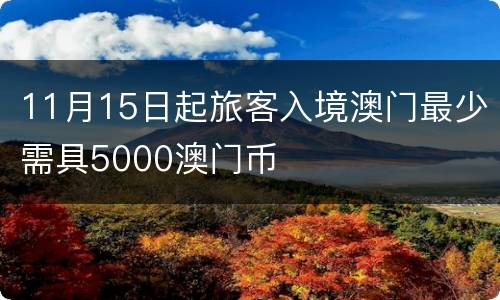 11月15日起旅客入境澳门最少需具5000澳门币