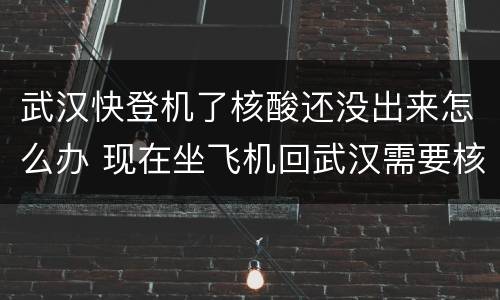 武汉快登机了核酸还没出来怎么办 现在坐飞机回武汉需要核酸检测吗
