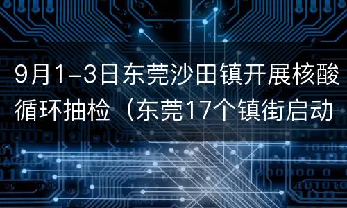9月1-3日东莞沙田镇开展核酸循环抽检（东莞17个镇街启动核酸检测筛查）