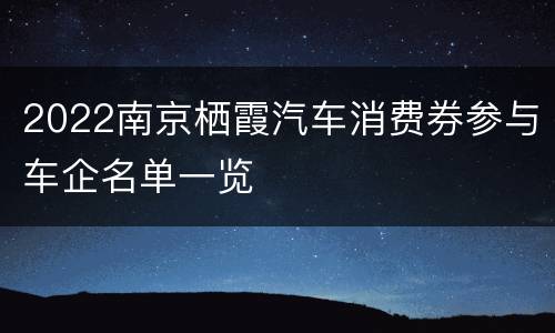 2022南京栖霞汽车消费券参与车企名单一览