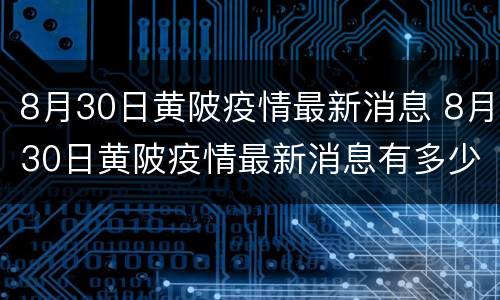 8月30日黄陂疫情最新消息 8月30日黄陂疫情最新消息有多少
