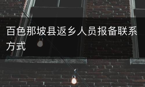 百色那坡县返乡人员报备联系方式