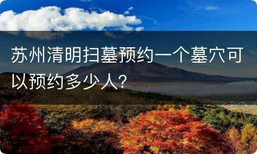 苏州清明扫墓预约一个墓穴可以预约多少人？