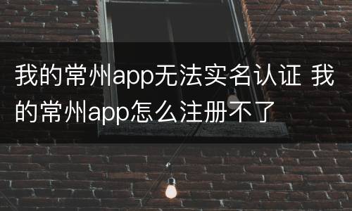 我的常州app无法实名认证 我的常州app怎么注册不了