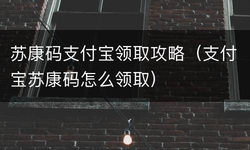 苏康码支付宝领取攻略（支付宝苏康码怎么领取）