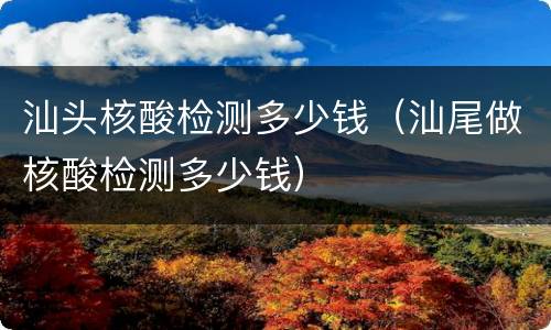 汕头核酸检测多少钱（汕尾做核酸检测多少钱）