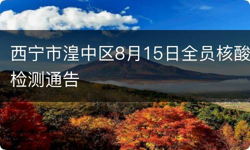 西宁市湟中区8月15日全员核酸检测通告