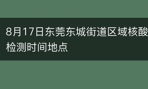 8月17日东莞东城街道区域核酸检测时间地点