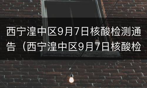 西宁湟中区9月7日核酸检测通告（西宁湟中区9月7日核酸检测通告书）