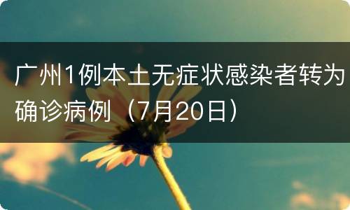 广州1例本土无症状感染者转为确诊病例（7月20日）