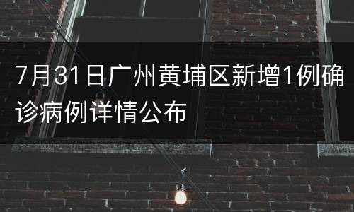 7月31日广州黄埔区新增1例确诊病例详情公布