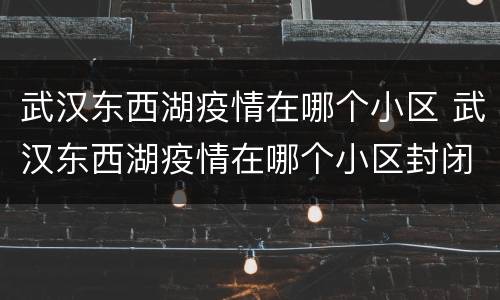 武汉东西湖疫情在哪个小区 武汉东西湖疫情在哪个小区封闭