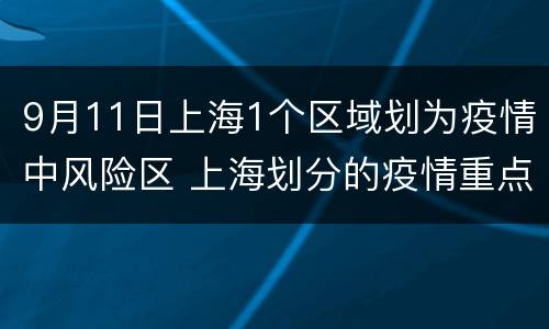 9月11日上海1个区域划为疫情中风险区 上海划分的疫情重点区域